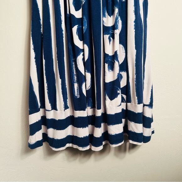 Anthropologie Maeve Sennebec Blue Cream Jersey Flare Dress size M - Picture 13 of 16